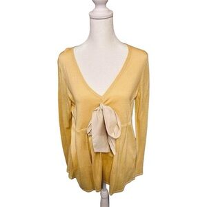 NWOT Moda International V-Neck Babydoll Coquette Sweater Silk Blend Large Y2K